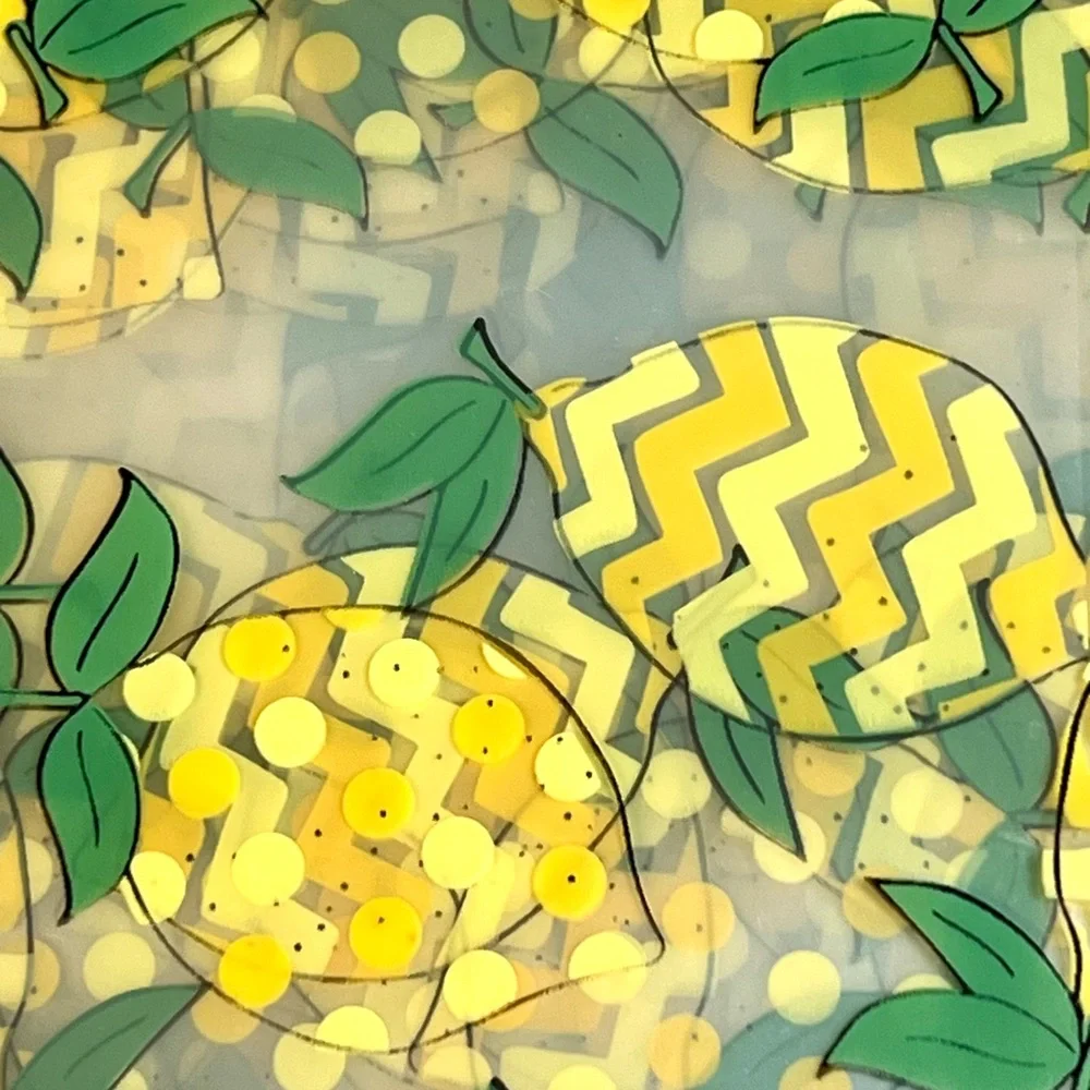 Lemons Peva Shower Curtain Polka Dots Zigzag Patterns Metal Grommets Bright